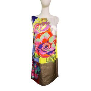 Suzi Chin For Maggy Boutique Colorful Floral Shift Dress Mod Retro Size 6